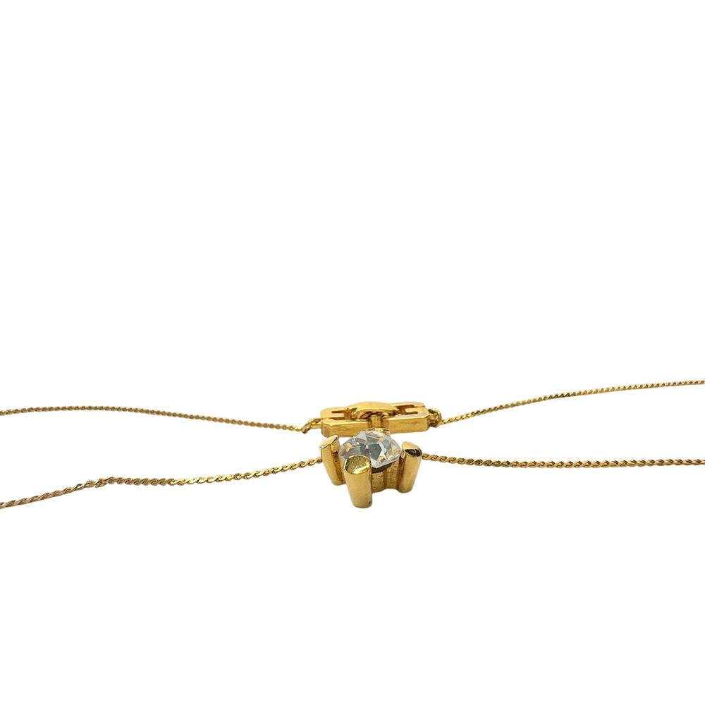 Givenchy Crystal/White Gemstone Solitaire Gold Plated Necklace (Vintage) - Picture 9 of 14